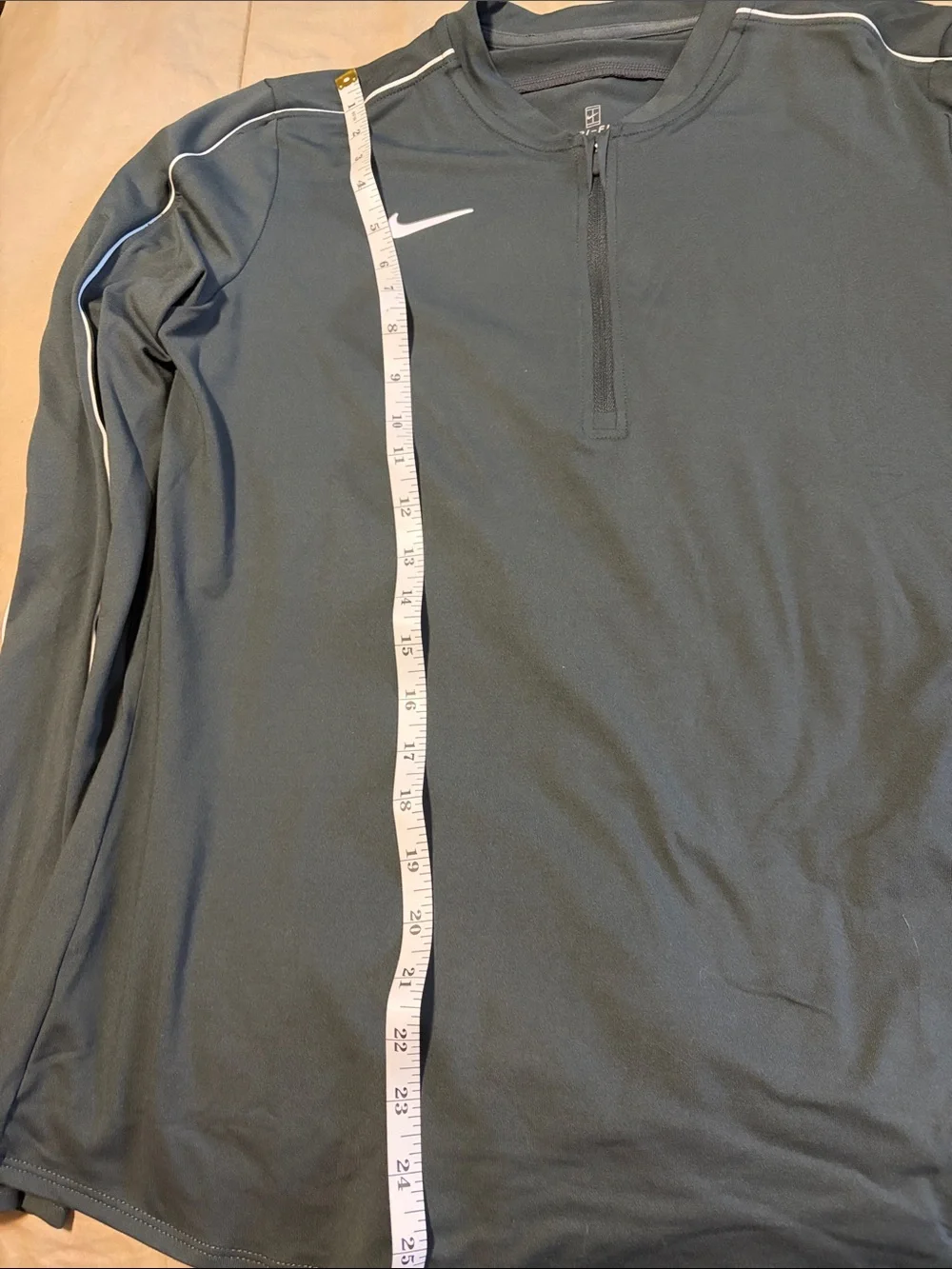 Nike Men’s Long-Sleeve Swim Rash Guard in Dark Green with White Accents